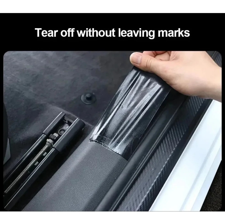 1pc 3D Carbon Fiber Car Door Sill Sticker Anti Scratch Waterproof Film – NEW