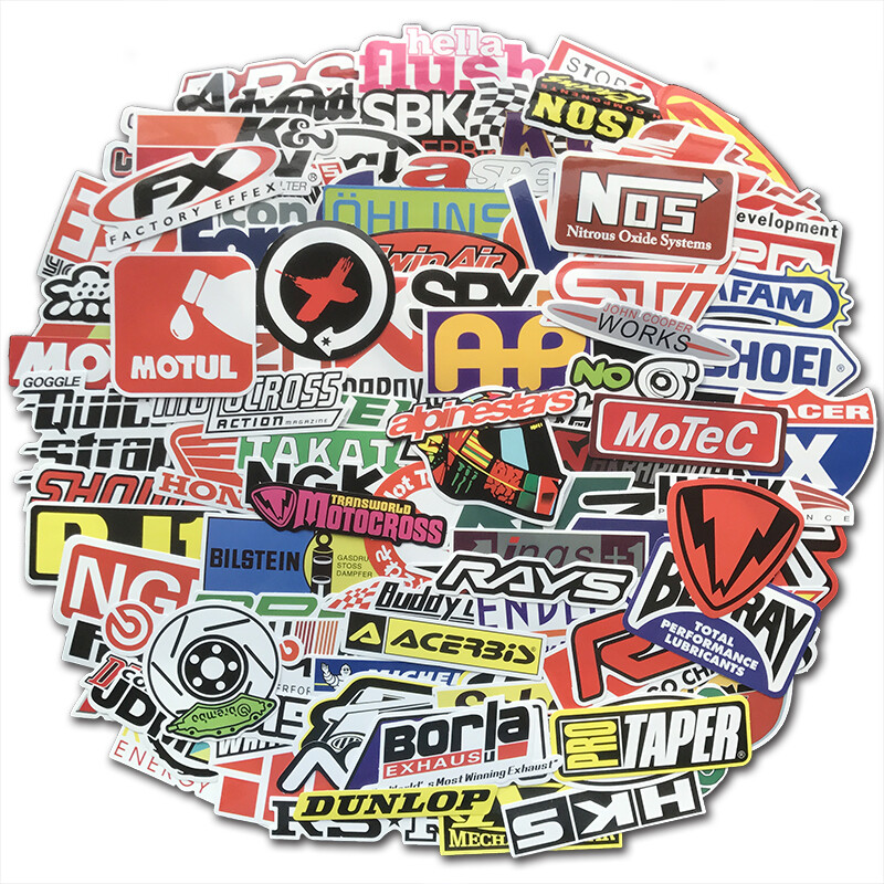 100PCS JDM Stickers Pack Car Motorcycle Racing Motocross Helmet Waterproof Decal