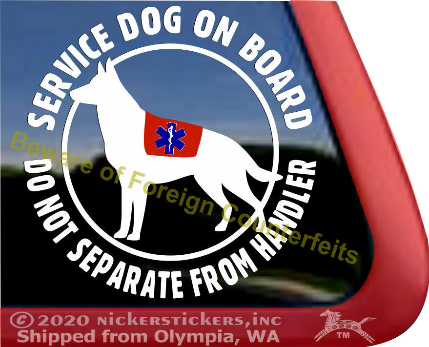 Service Dog On Board High Quality Vinyl German Shepherd Window Decal