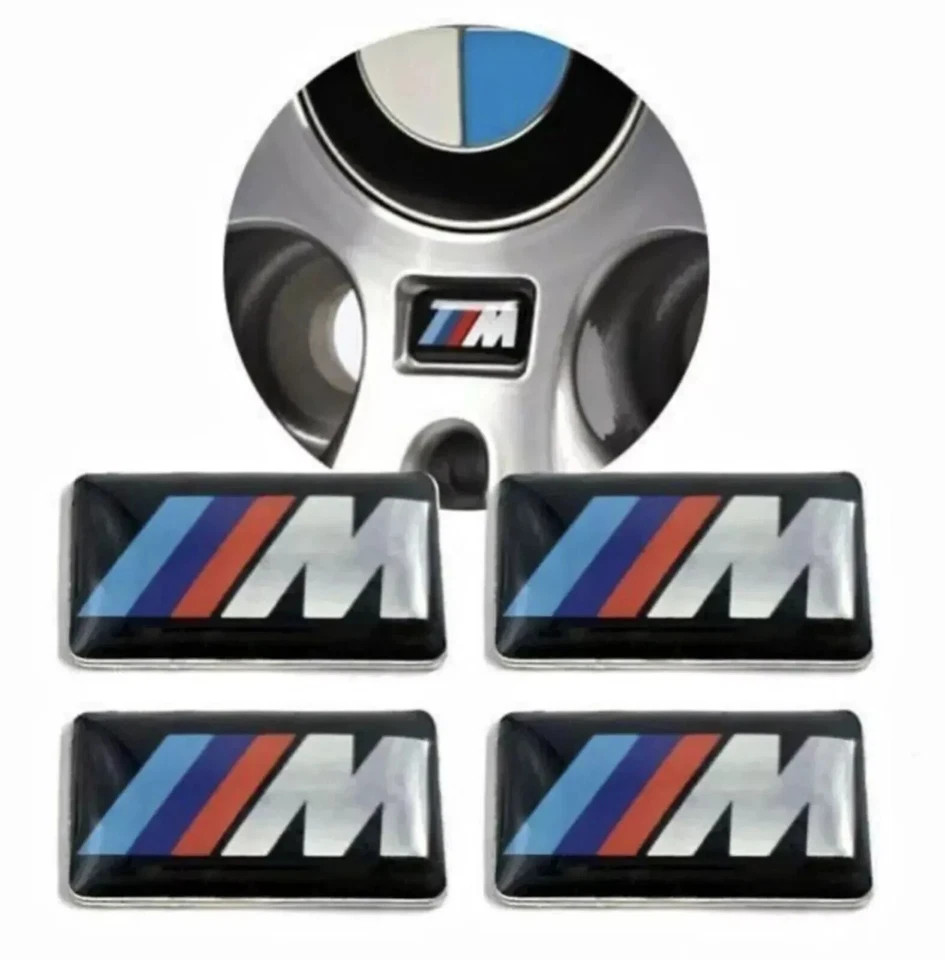 4x Fit For BMW M SPORT ALLOY WHEEL BADGE STICKER EMBLEM DECAL BMW 17MM X 9MM