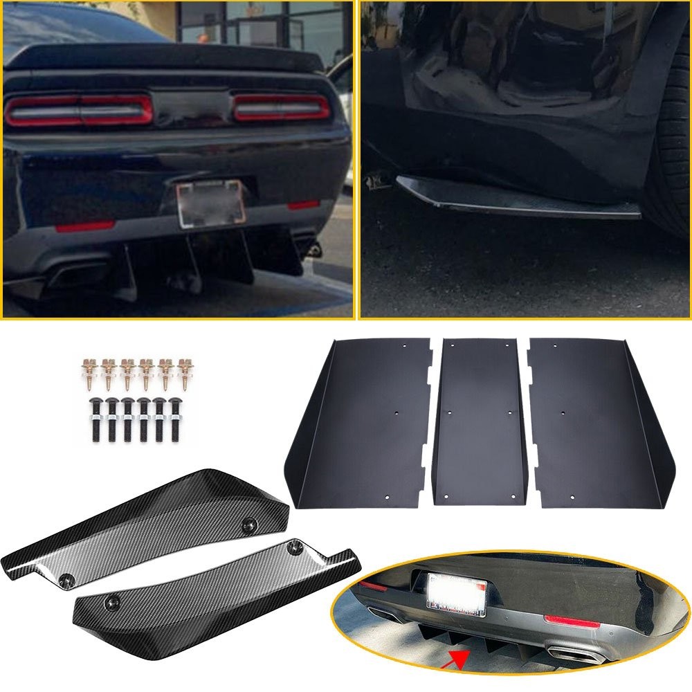 Universal Rear Bumper Diffuser 4-Fin Spoiler Lip Splitter + Rear Spats Ch M