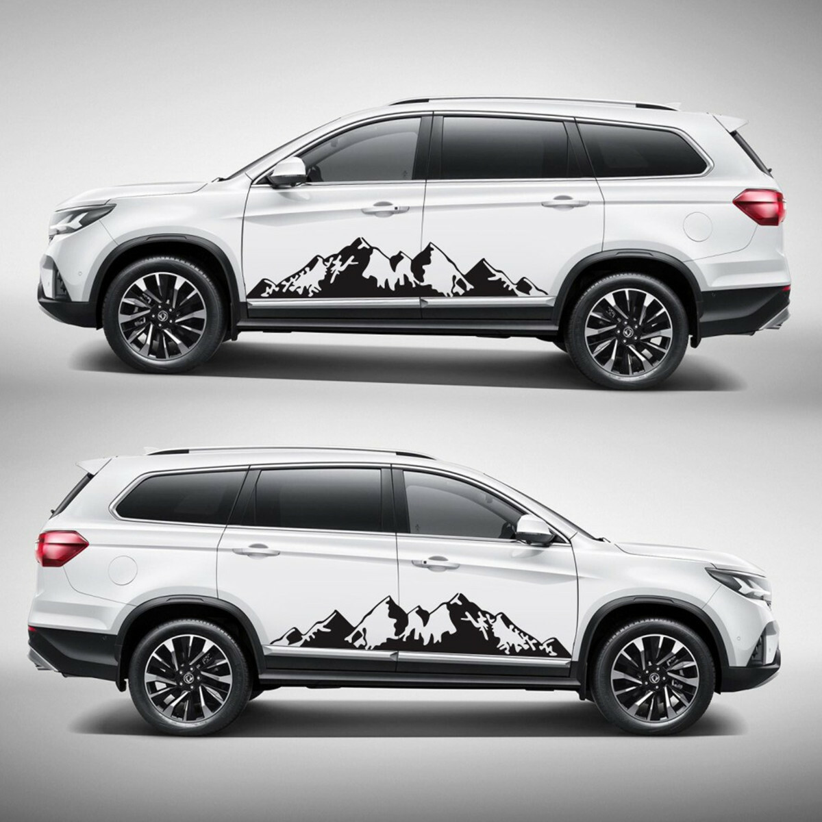 Car Racing Side Door Long Stripe Stickers Mountain Graphic Vinyl Decal 190x38cm