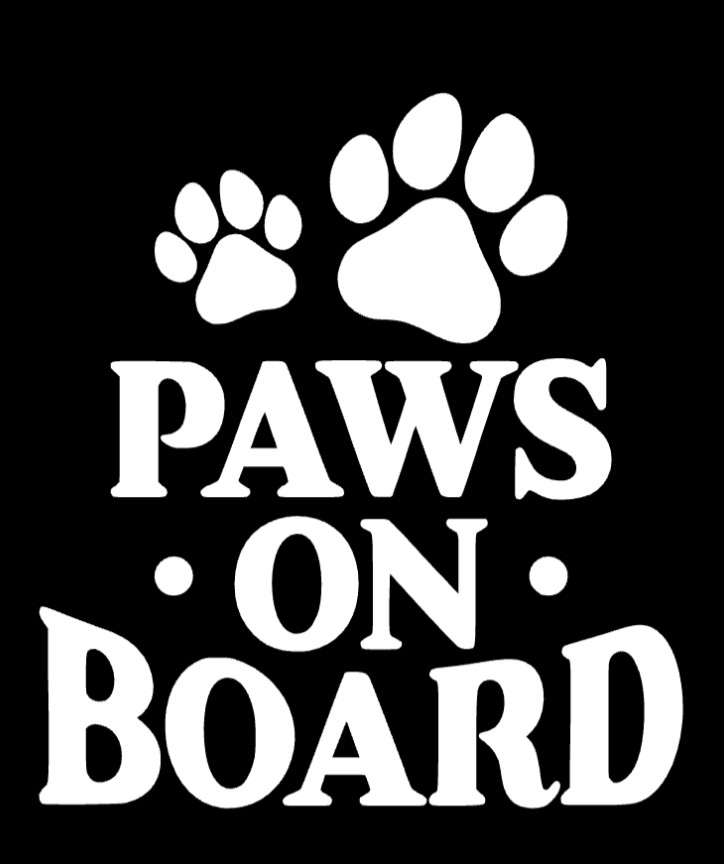 Paws On Board Sticker Decal 4.5″ x 5” White