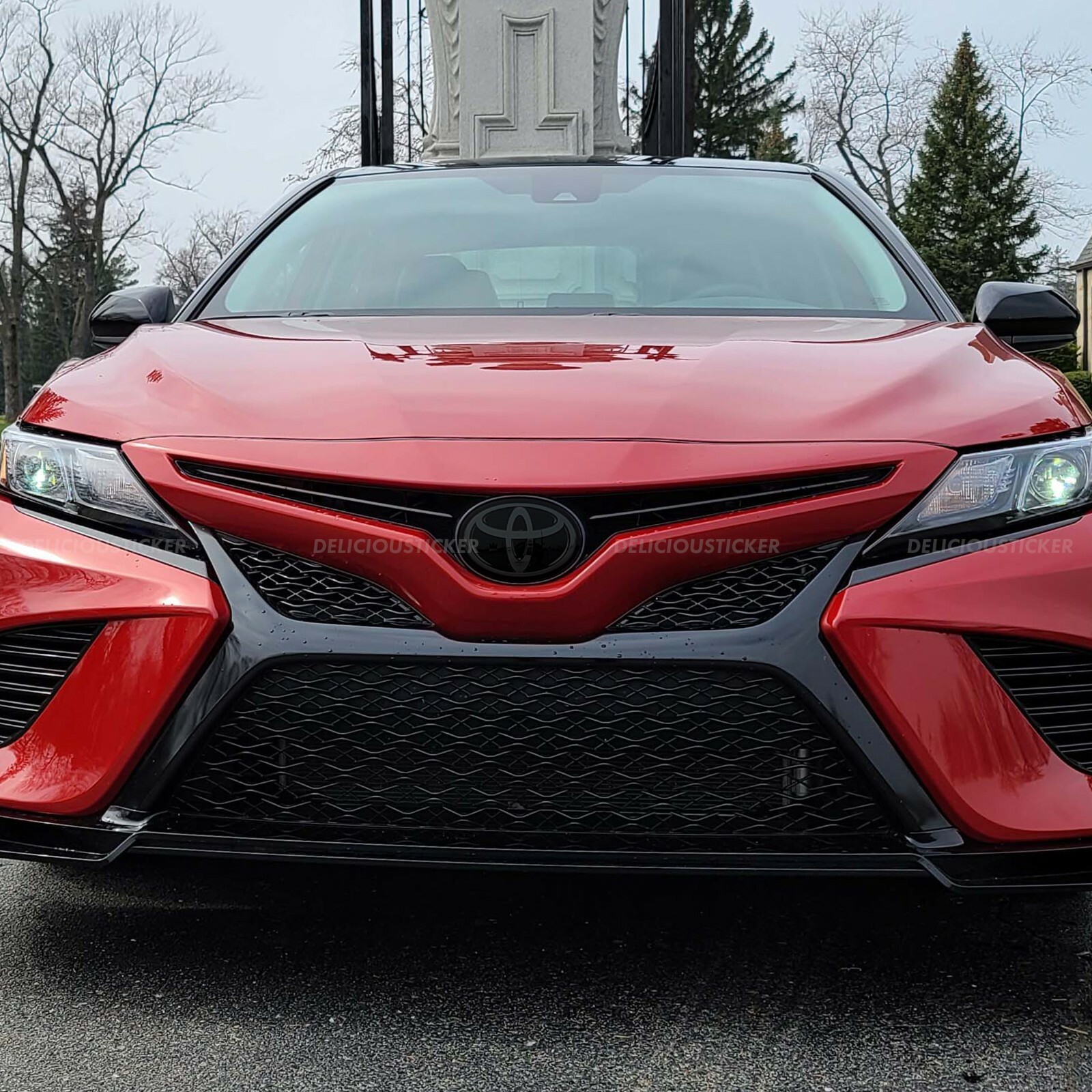 For Camry 2018-2024 Dark Smoke PreCut Tint Overlay Front Emblem Decal ppf Vinyl