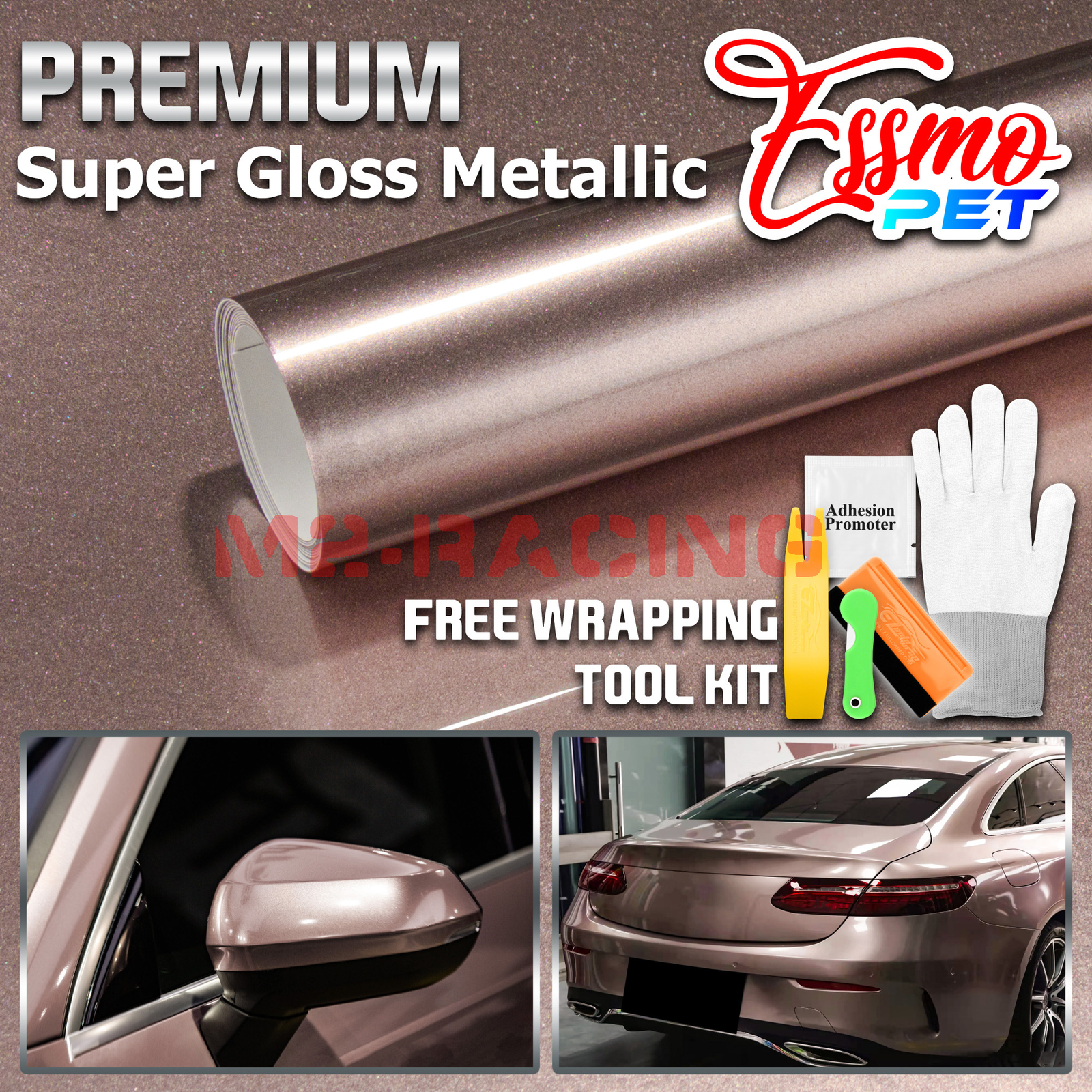 ESSMO PET Super Gloss Metallic Frozzen Berry Vehicle Vinyl Wrap Decal Like Paint