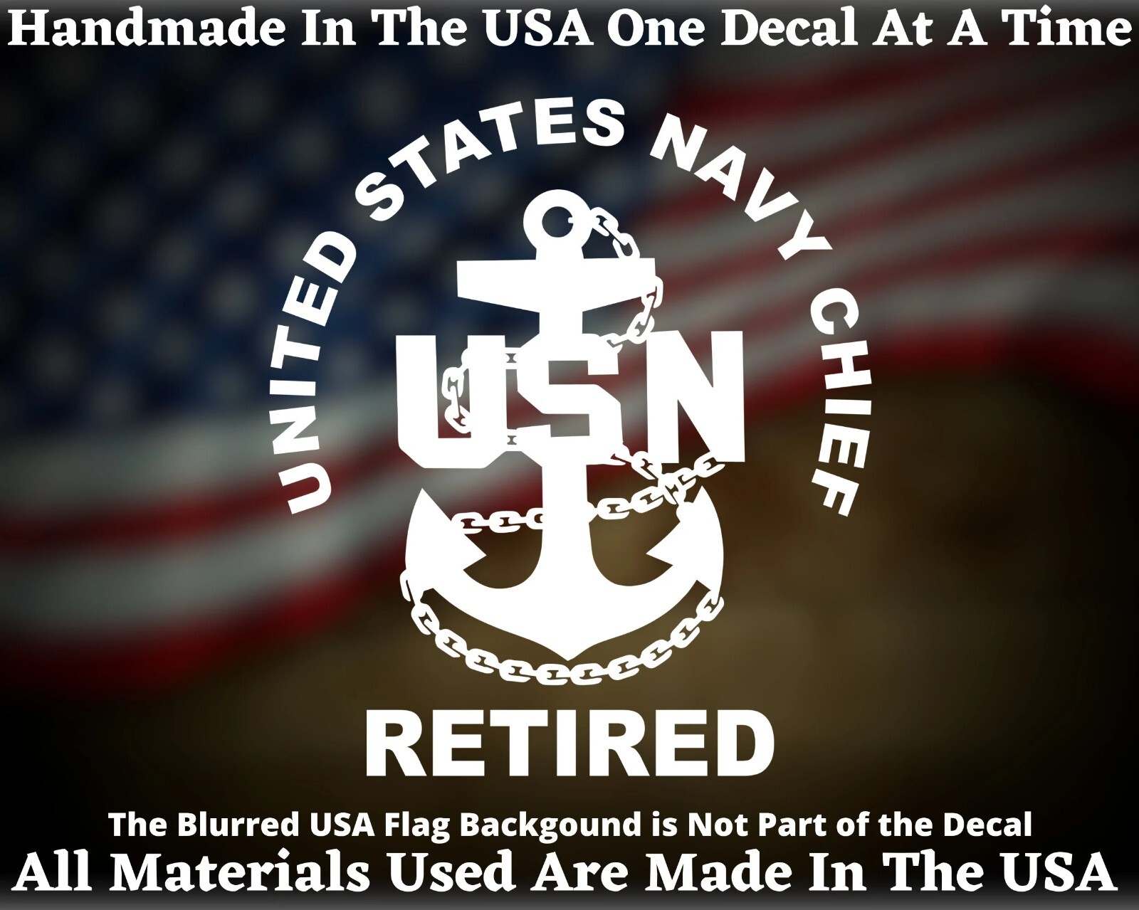 United States Navy Chief Retired Vinyl Car Window Decal Bumper Sticker