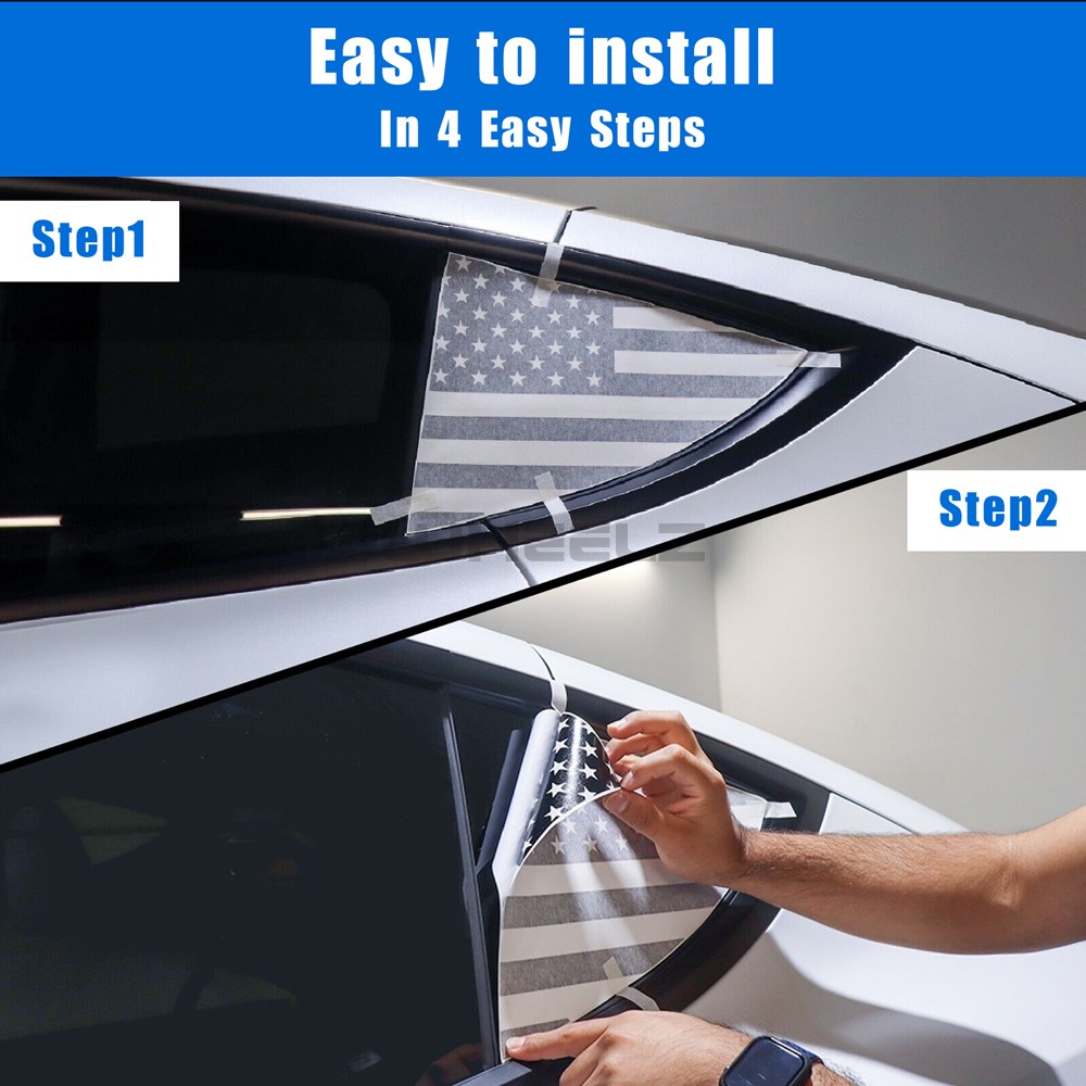 Quarter Window Black USA Flag Decal Sticker Trim Fit Dodge Challenger 2008-2022