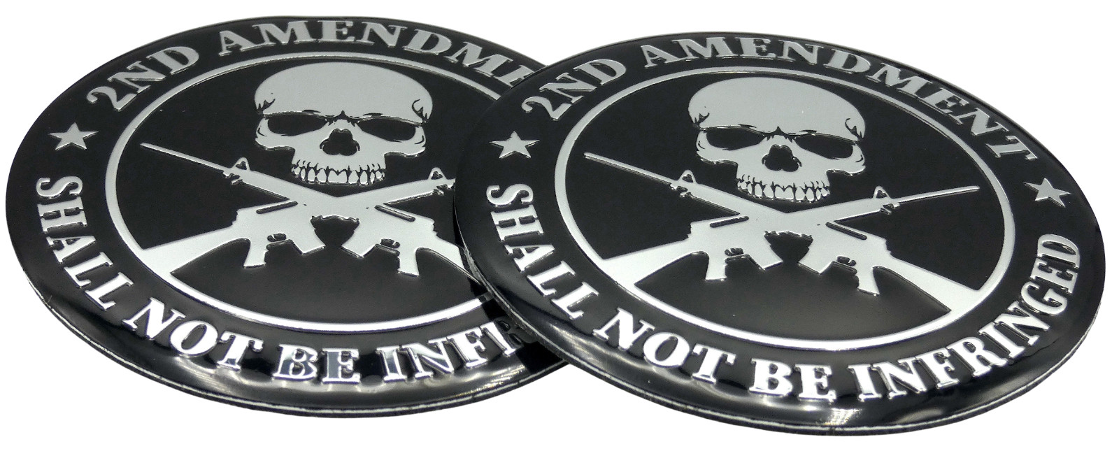 2x Metal 2nd Amendment Decal Sticker Emblem Badge Auto Car Truck Dome 2.20″