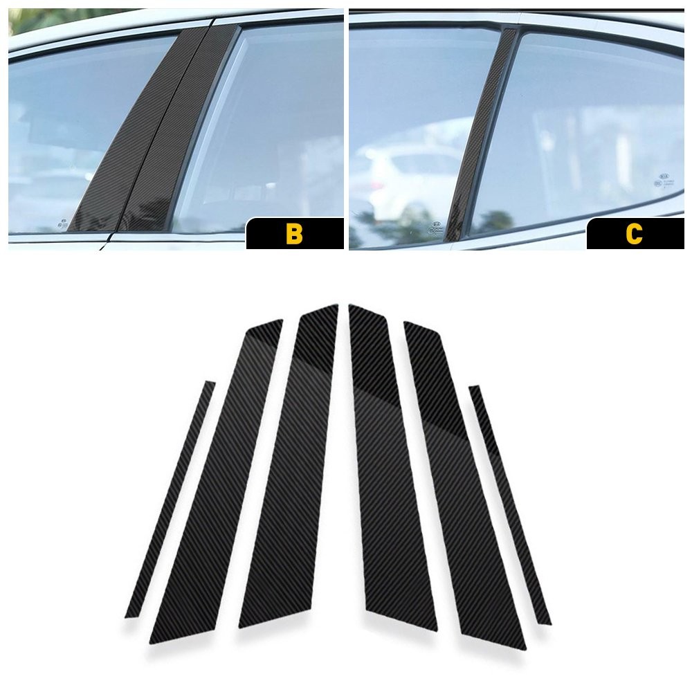 1/2set Pillar Window Cover Posts Trims Door for Honda Civic Sedan 2006-11 Carbon