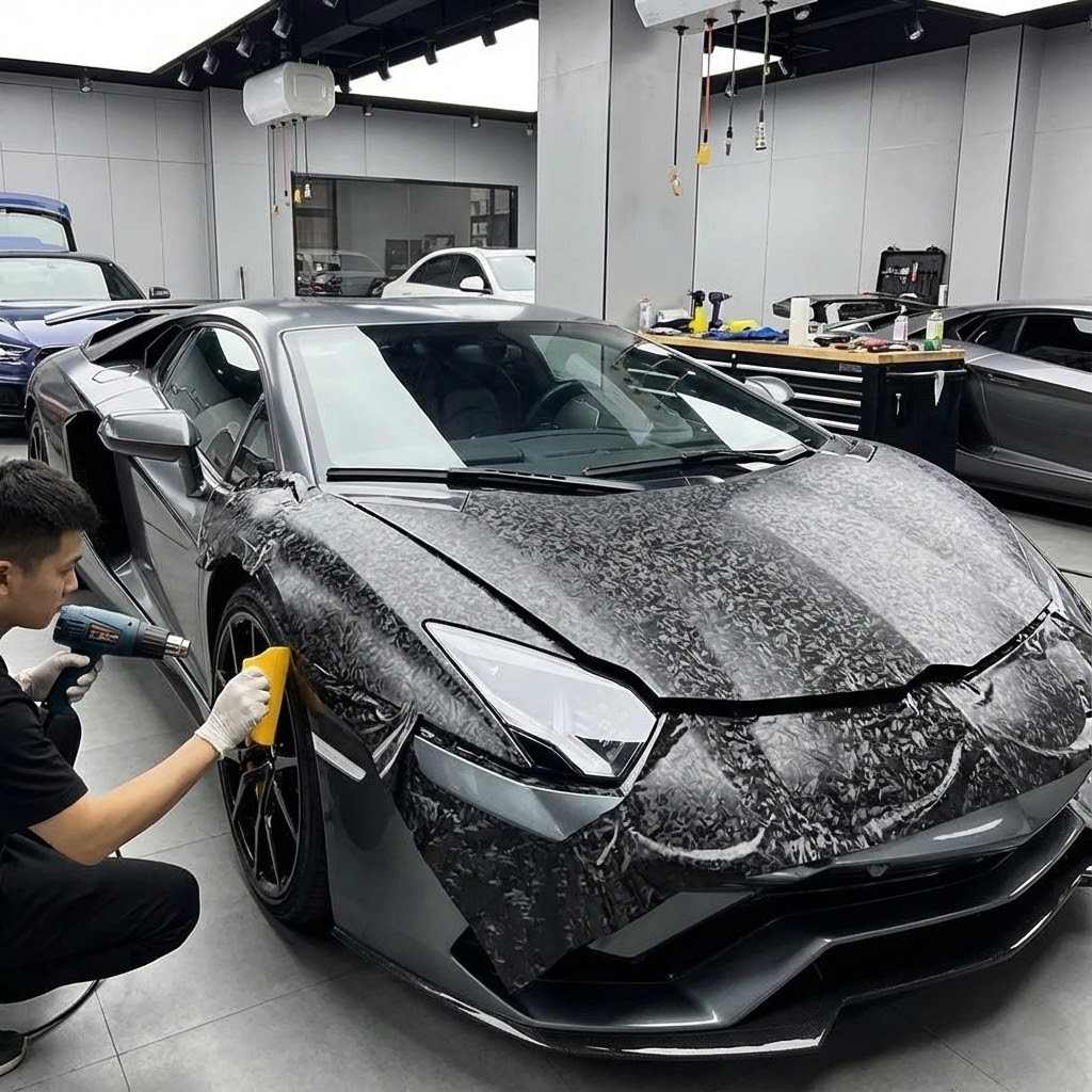 240″x60″ Premium Matte Flat Forged Carbon Fiber Vinyl Wrap Film Black 20ft x 5ft
