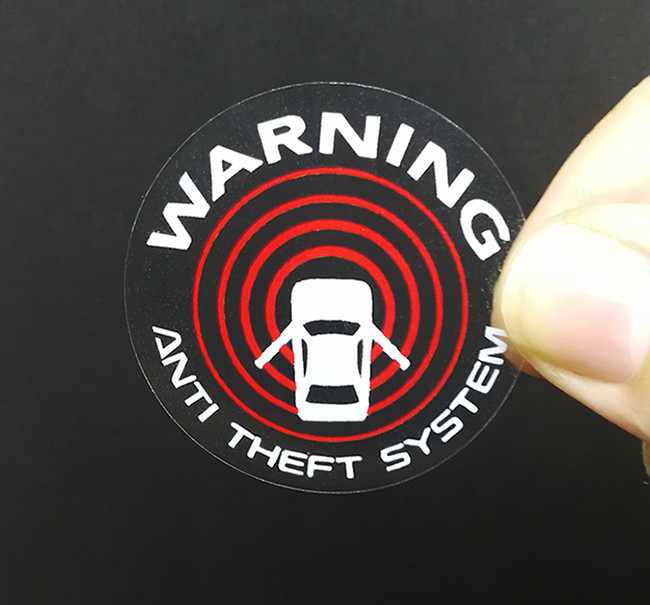 4 Car Alarm DECALS, Inside/Outside Glass, Security System Window STICKERS, CLEAR