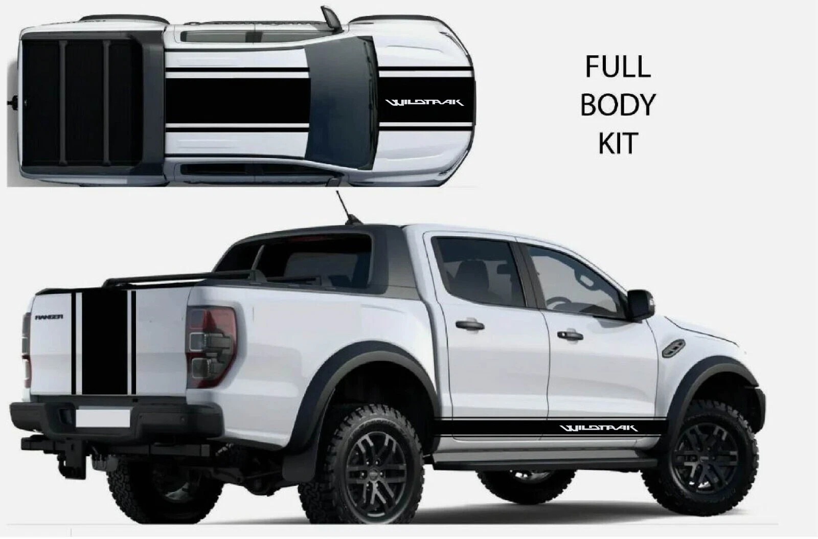 Ford Ranger Graphics Kit Bonnet Rear Side Stripes 4×4 Utility Decals Kit