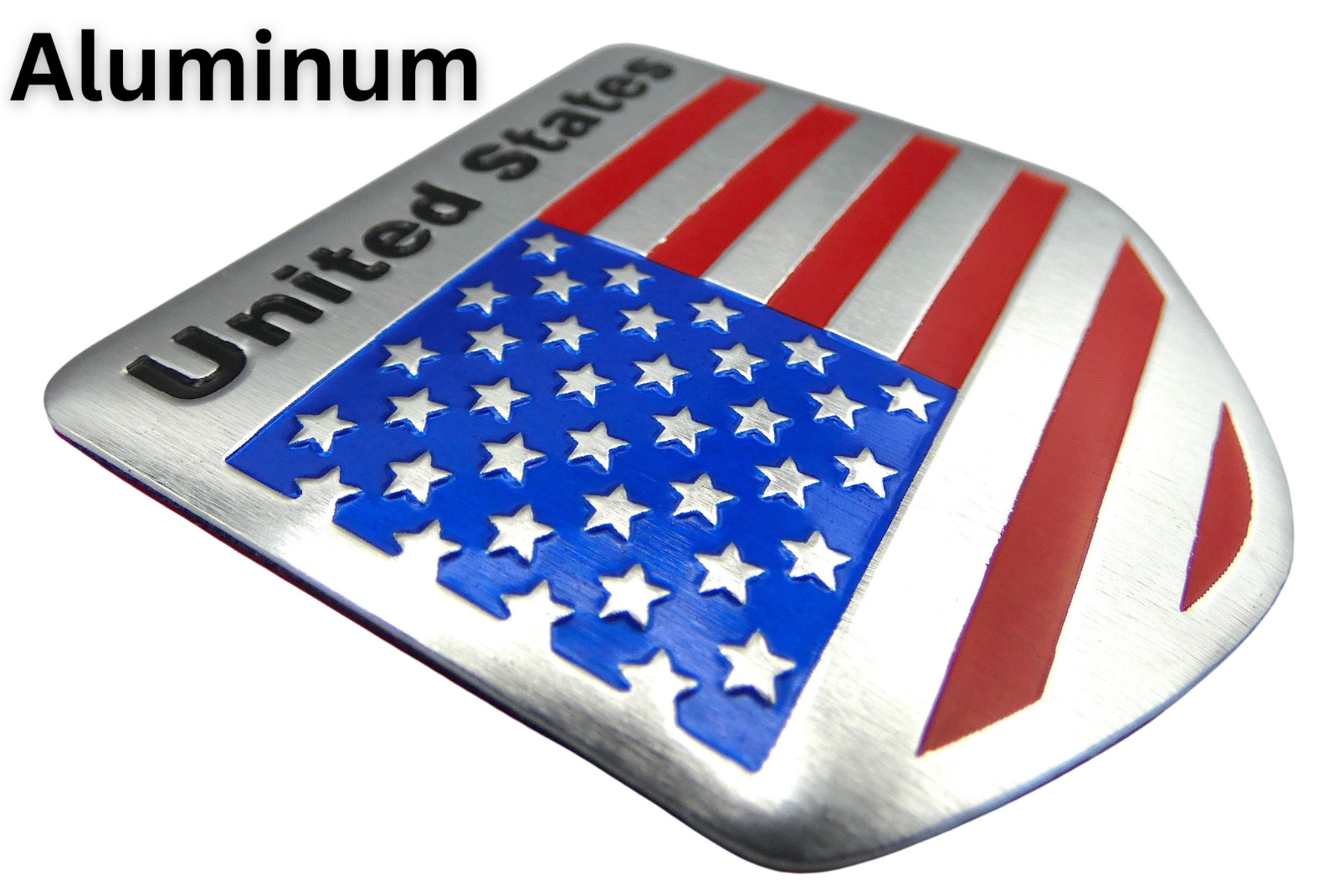 ALUMINUM American Flag Decal Sticker Car, Motorcycle, Patriotic Shield Shape