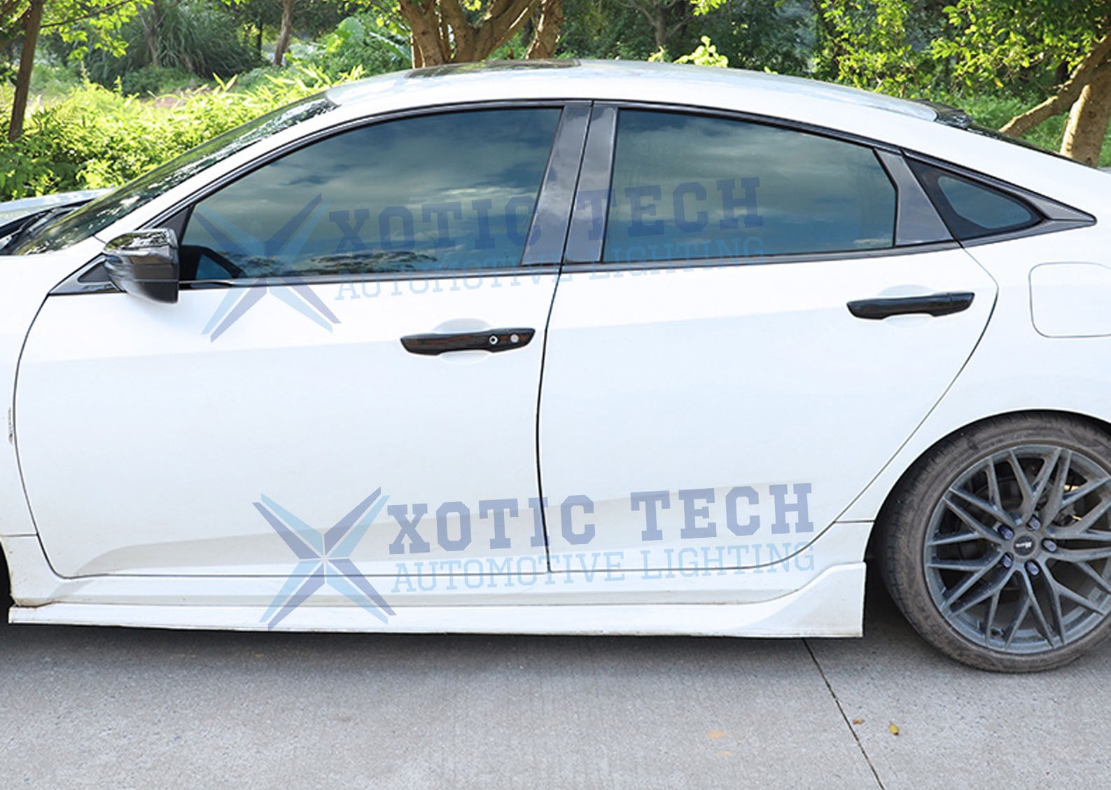 Glossy Black KK Vinyl Chrome Delete Blackout Side Window Cover For Civic 16-21