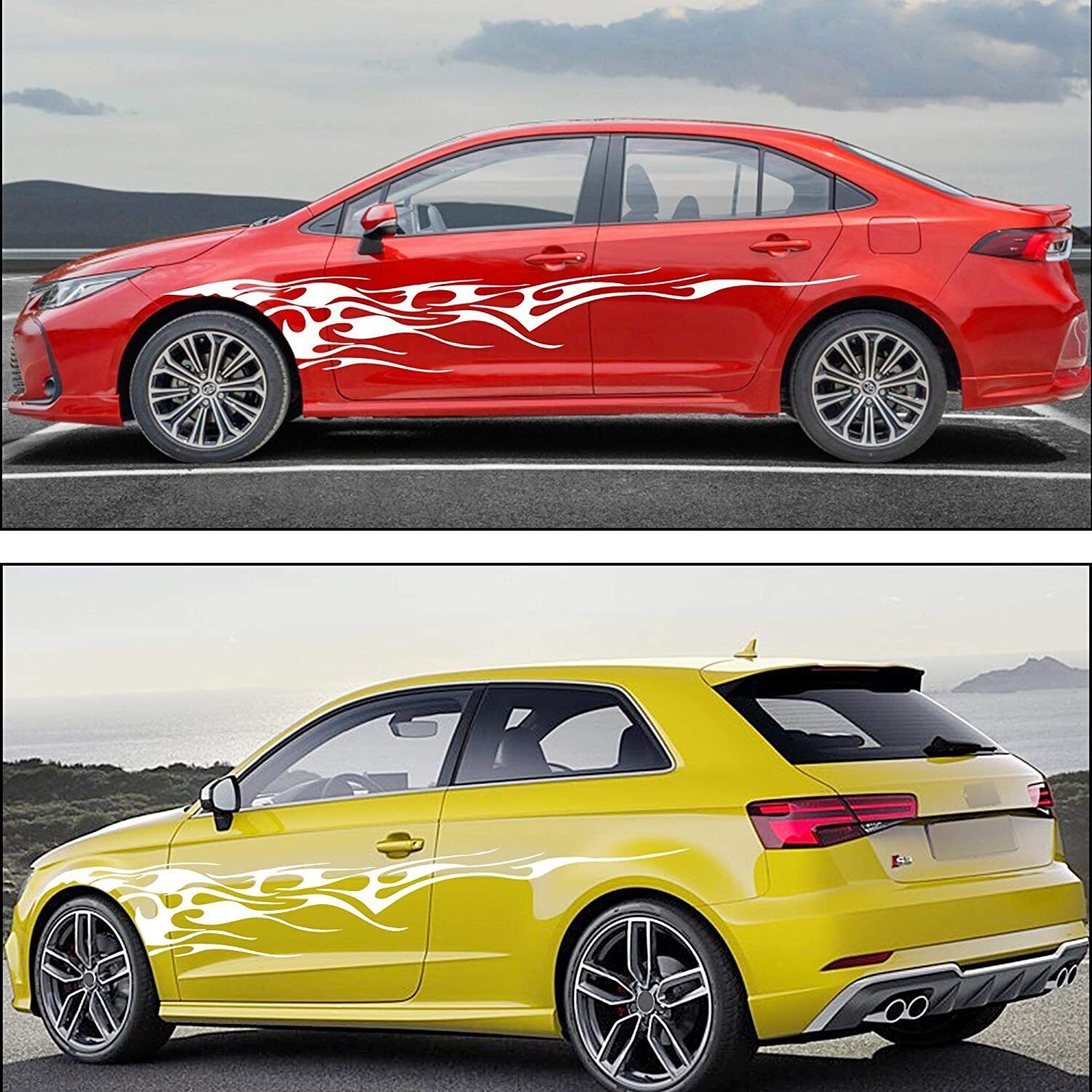 2x 280 X 42 CM Flame Graphic Side Skirts Body Door Decal Stickers For Most Car