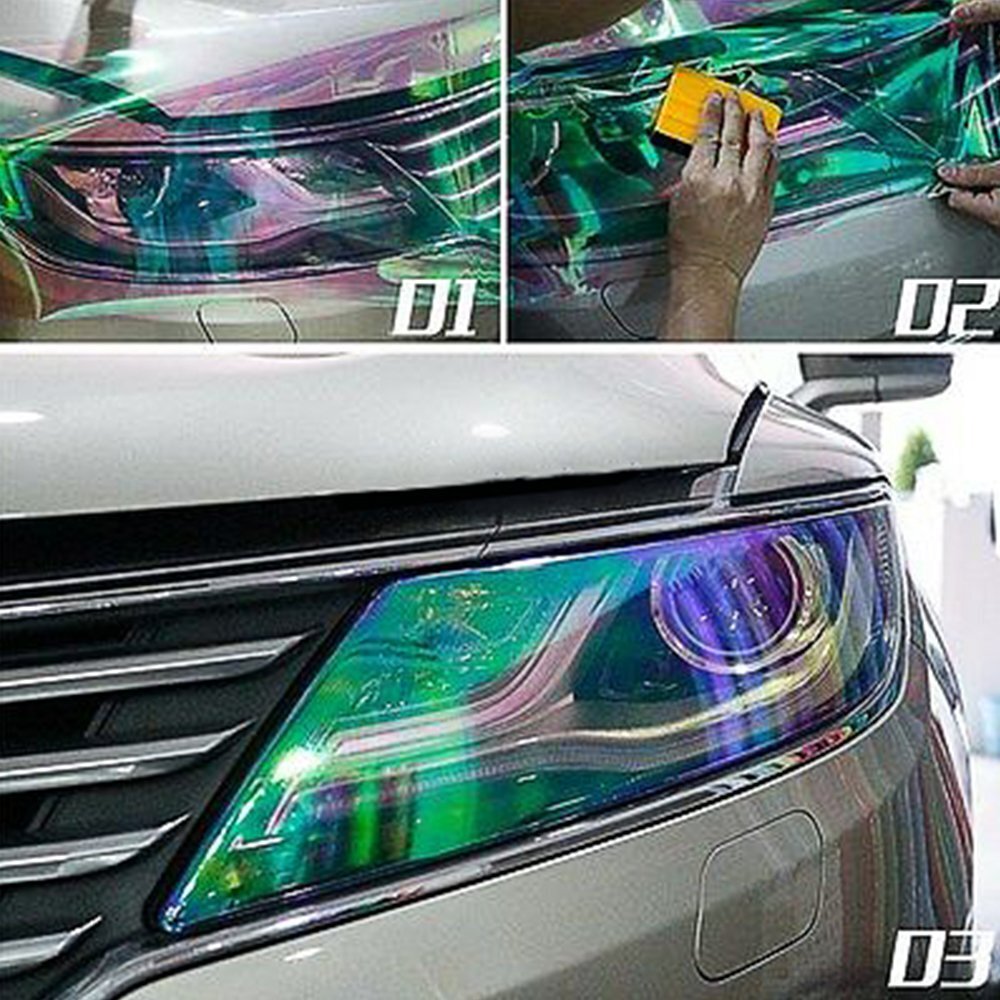 Fit For Headlight Taillamp Transparent Yellow Lens Vinyl Protection Film 12″x72″