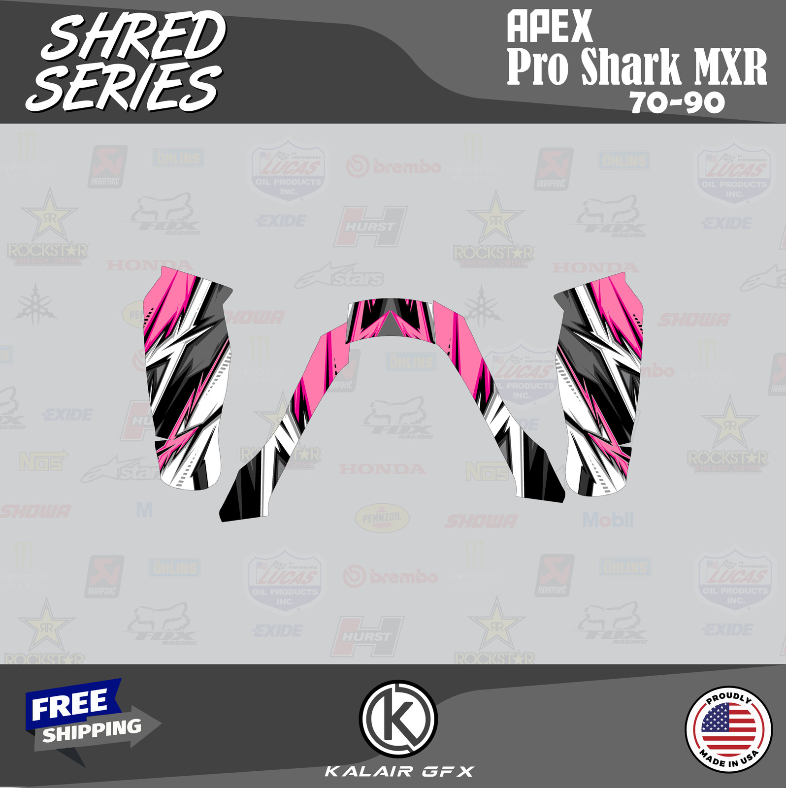 Graphics Kit for APEX Pro Shark MXR 70 90 Shred-pink