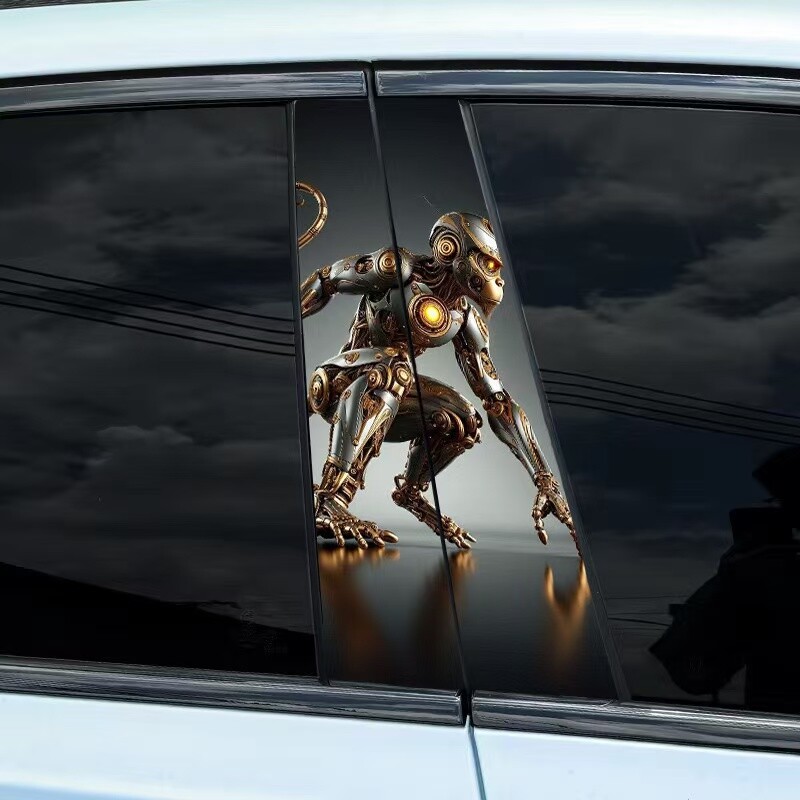 2pcs Machinery and Animals Car Center Pillar Sticker B-pillar Protective Film