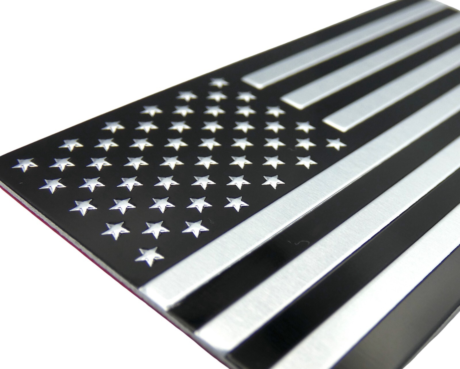 ALUMINUM American Flag Decal Sticker Car, Motorcycle, Patriotic Black/Silver