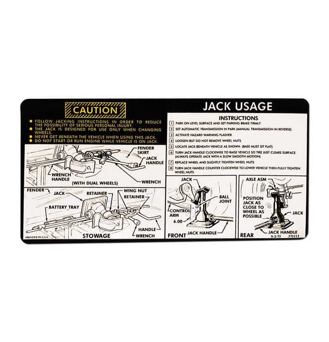 1976-77 Jack Instruction Decal for Chevy, GMC Truck