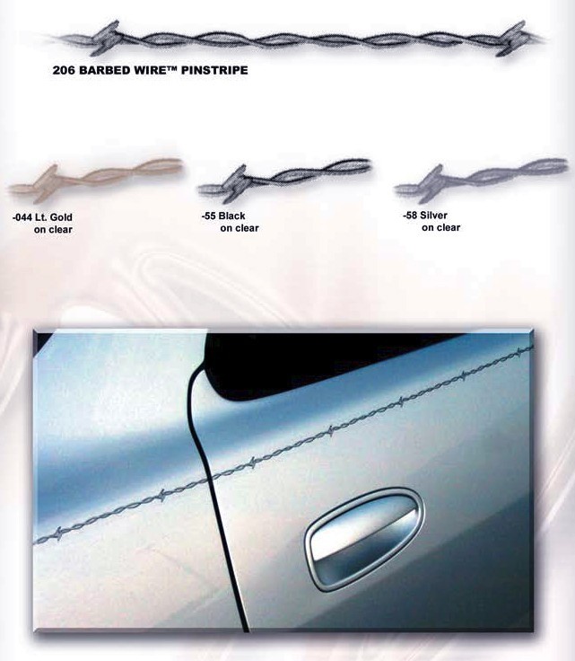 Barbed Wire Pinstripe Stripeline Auto Truck accent black, silver or Gold