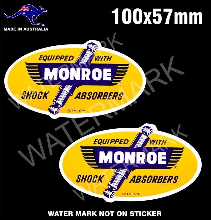 2 MONROE SHOCK ABSORBERS STICKER VINTAGE RETRO REPRODUCTION