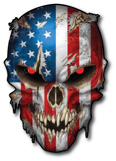 American Flag Skull Decal Sticker Car Truck Window Bumper Vinyl First Responder