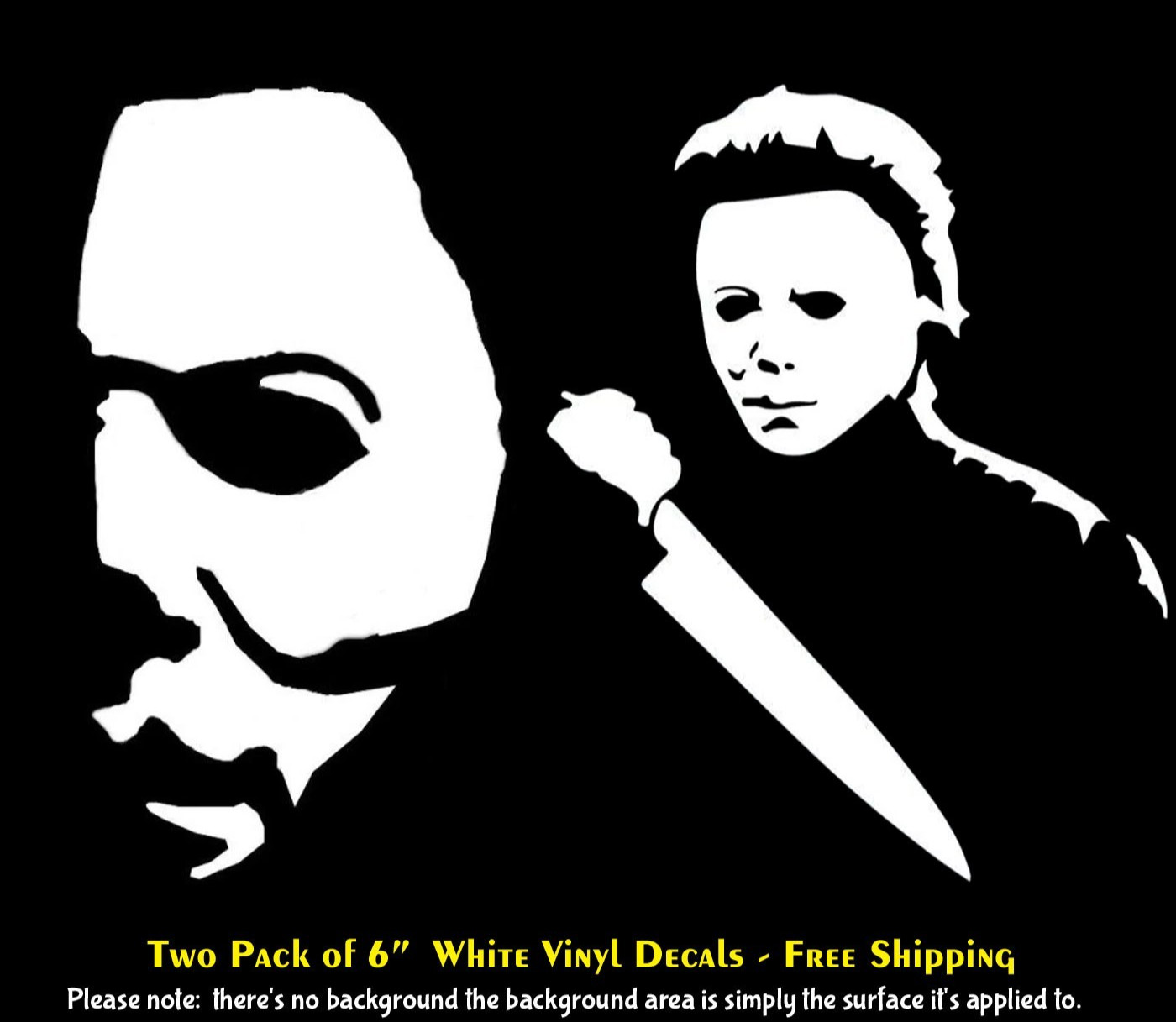 Michael Myers Two Pack 6″ White Vinyl Decal Car Truck Windows Door Bumper