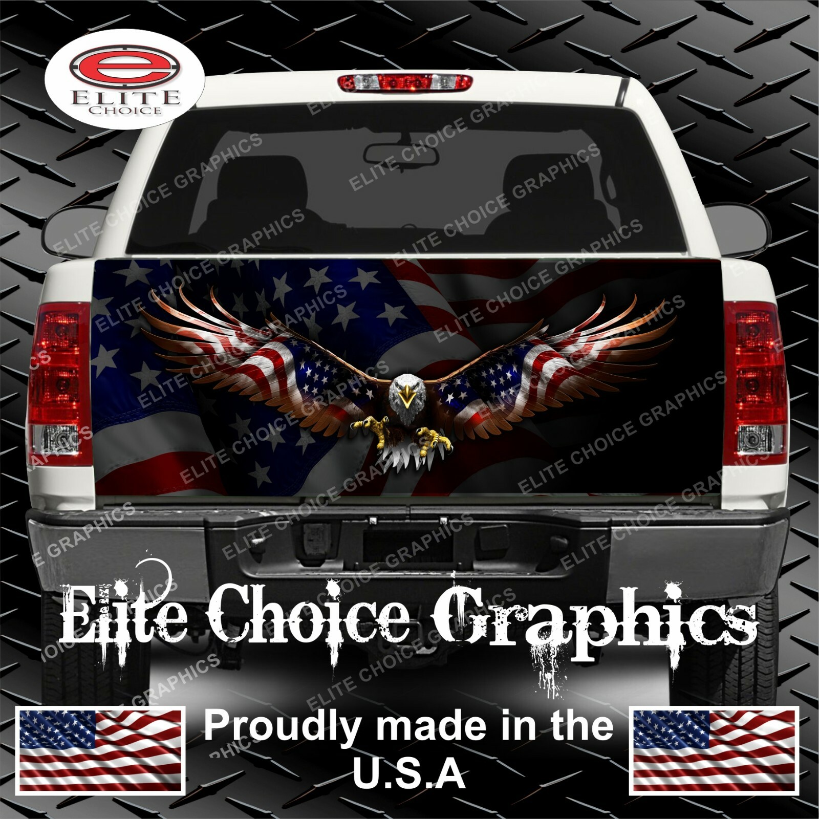 Patriotic American Flag Eagle Truck Tailgate Wrap Vinyl Graphics Decal