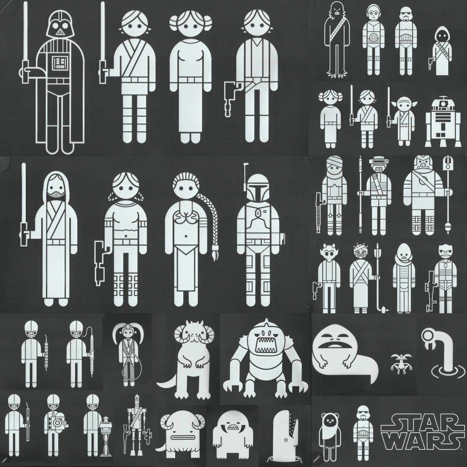 STAR WARS Stick Figure Family Car VINYL Decals – Lucasfilm Licensed – YOU CHOOSE