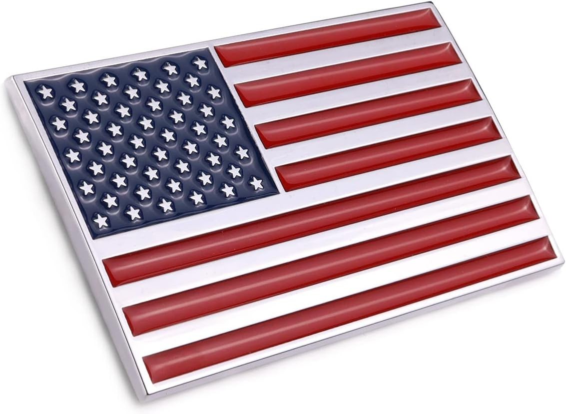 3D American Flag Metal Car Sticker, 3.15″ x 2″ Flag Decal, Zinc Alloy Emblem…