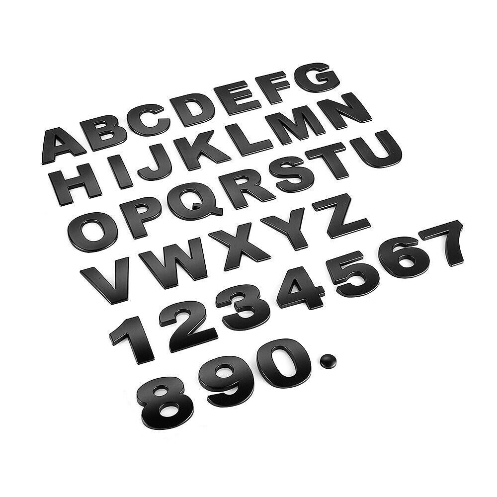 25mm Metal Emblem Chrome Silver Matte Black Car Sticker Letter Alphabet Number