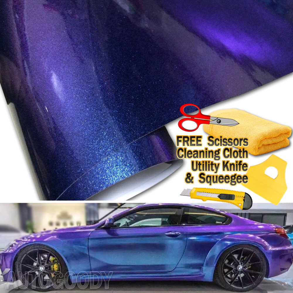 180″ x 60″ Gloss Metallic Chameleon Purple Blue Vinyl Film Wrap Air Bubble Free
