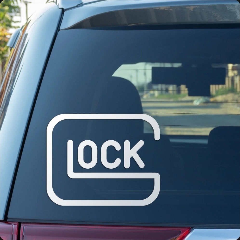 Glock Sticker Decal, Self Adhesive, Truck or car decal, Easy Apply.