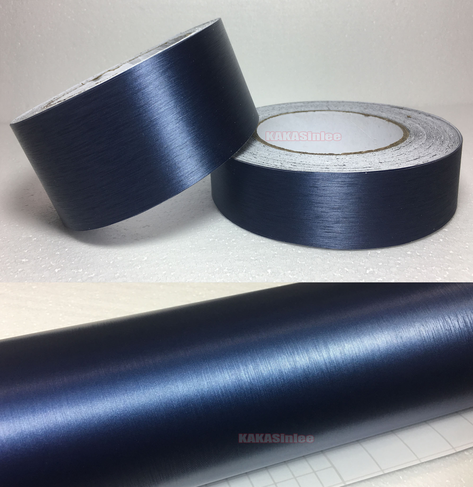 1.2″ x 120″ / Dark Blue Car Metal Brushed Grain Vinyl Wrap Sticker Decor Trim