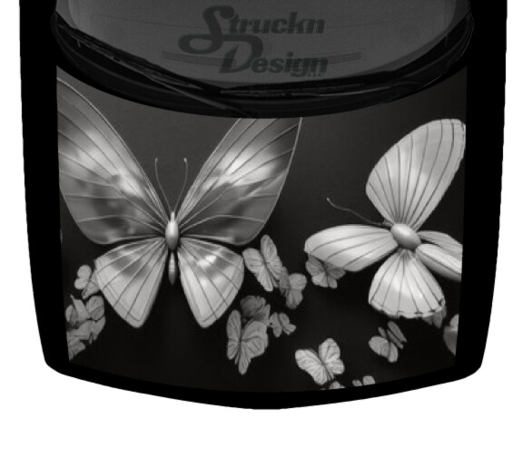 Light Grayscale Glass Shades Butterfly Hood Truck Wrap Vinyl Car Graphic Decal