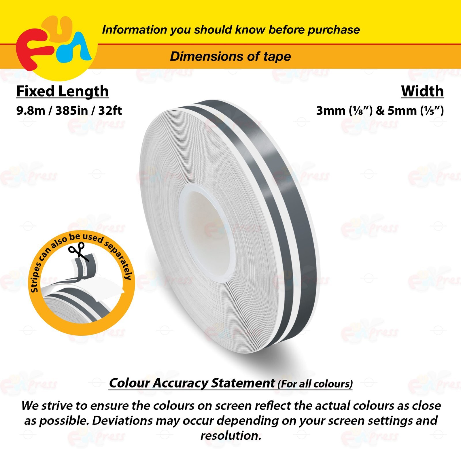 DARK GREY 1/8″ & 1/5″ Roll Vinyl Pinstriping Stripe Double Line Tape Sticker