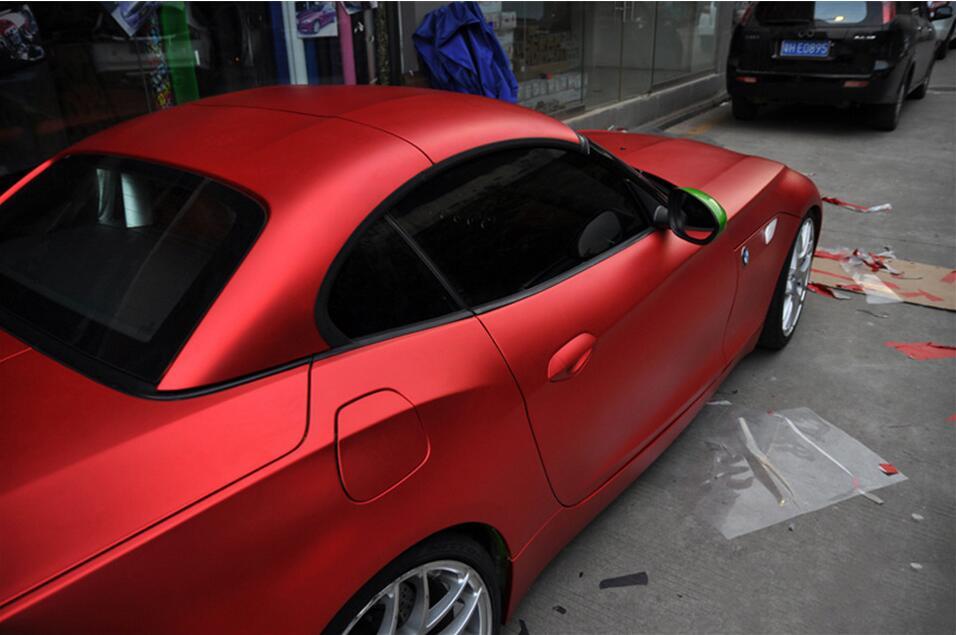 Whole Car Wrap 50FT x 5FT Metallic Satin Matte Chrome Red Vinyl Film Bubble Free