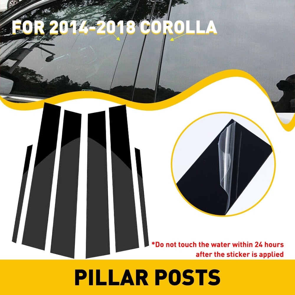 6/12Pcs Pillar Posts for Toyota Corolla 2014-2018 Set Door Trim Cover Kits Black