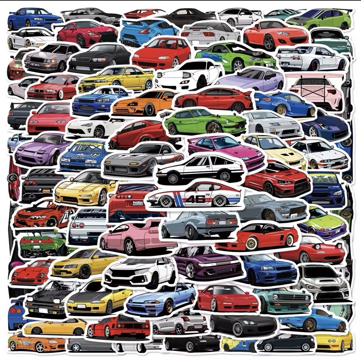 Automotive JDM 100 Decals Stickers Pack V1 Racing Car Turbo Drift Lot