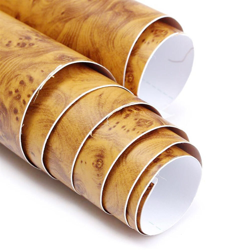 DIY Matte Glossy Wood Grain Textured Vinyl Wrap Sticker Car Home Interior Decor