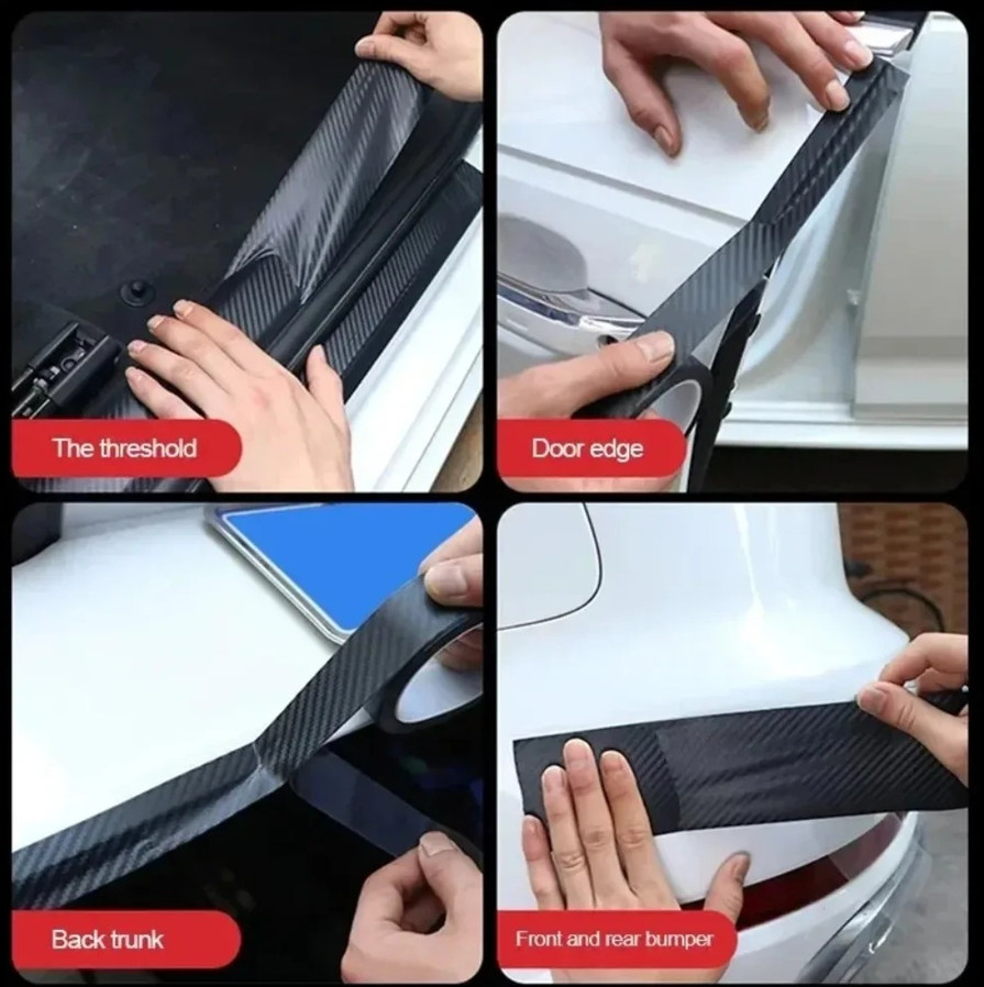 1pc 3D Carbon Fiber Car Door Sill Sticker Anti Scratch Waterproof Film – NEW
