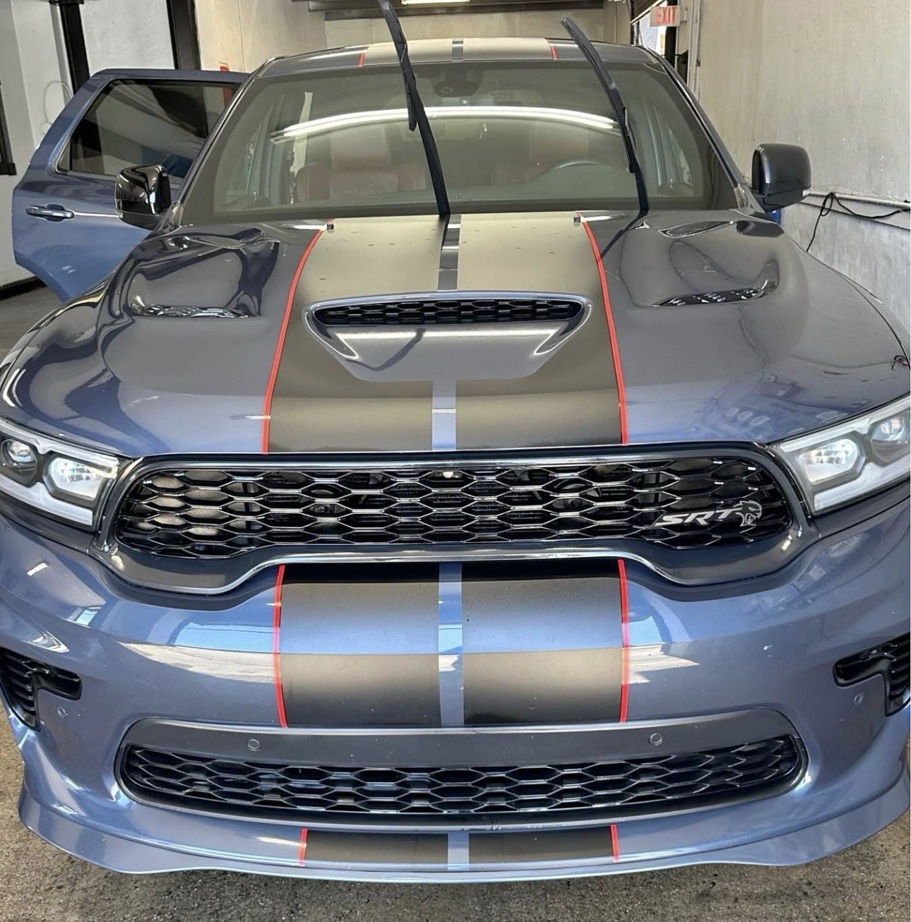 Dual 10″ stripes WITH HOOD SCOOP CUT OUT 2018 & UP Dodge Durango Hellcat RT SXT