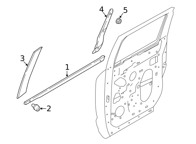 Genuine OEM Nissan 16-24 Titan Driver Left Rear Door Applique (82287-EZ00E)