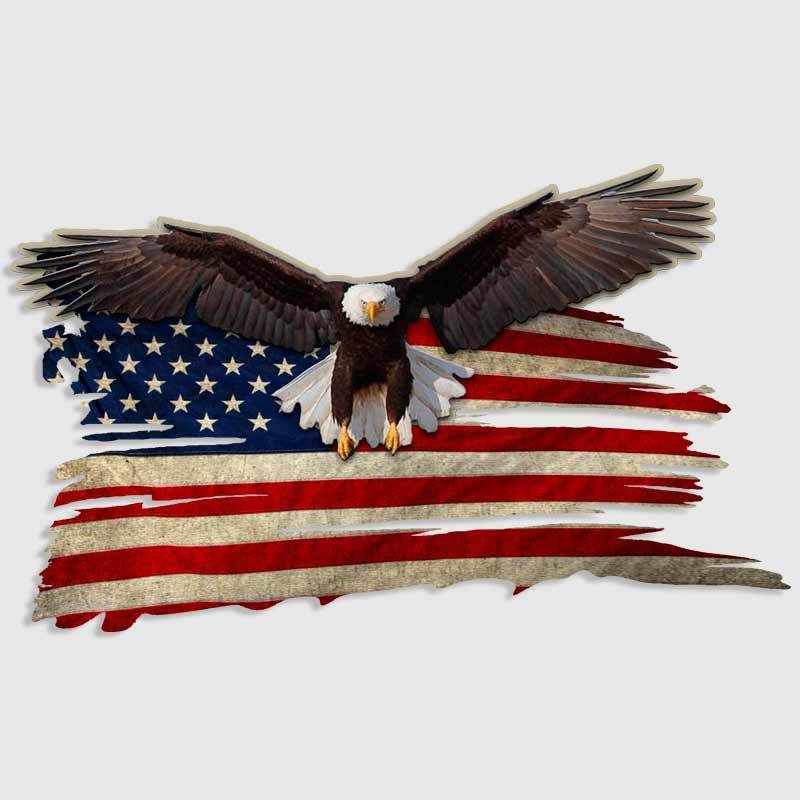Bald Eagle American Flag Sticker Truck Window Gun Safe Yeti ATV Ranger Decal