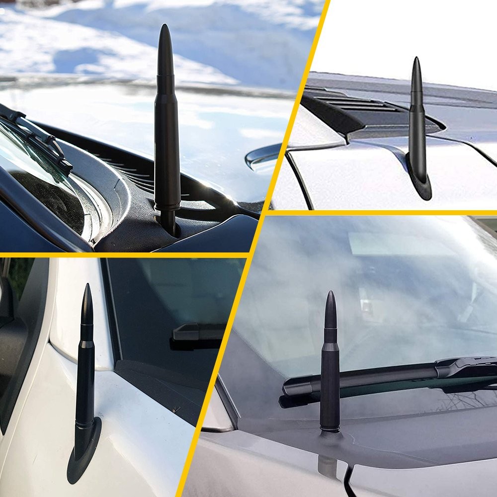 1/2set UK Car Style Bullet Aerial Antenna Mast Roof AM/FM Radio Signal Aluminum