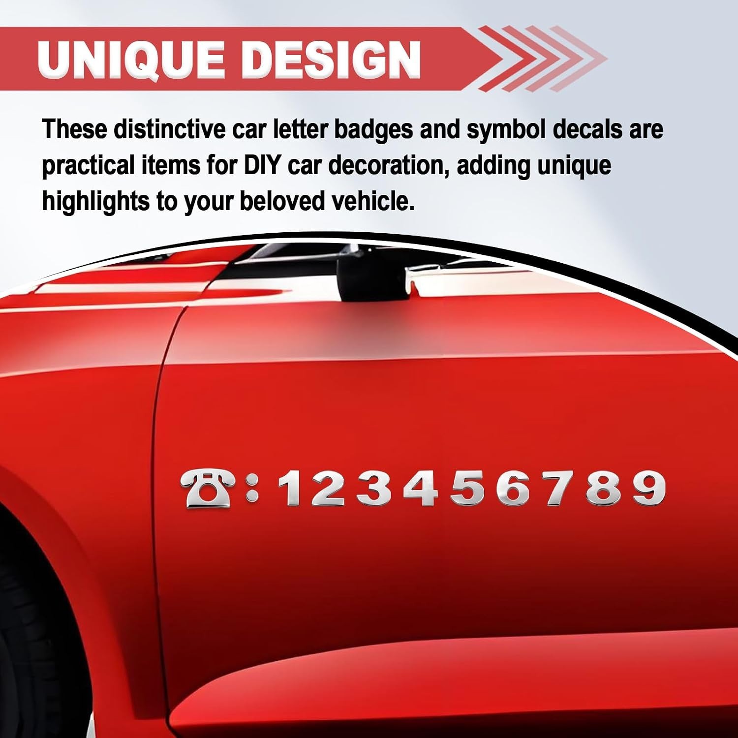 40PCS 3D Chrome Car Letters Emblem & Number Decal Custom Adhesive Automotive…
