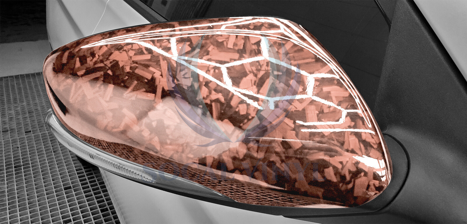 24K Chopped Forged Carbon Fiber Gloss Rose Gold Vinyl Wrap Sticker Decal Sheet