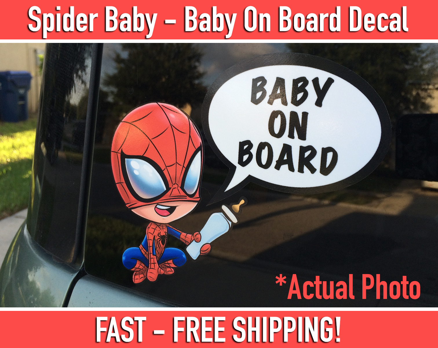 Baby Spiderman Baby on Board Bumper Sticker Decal Spider Baby Spidey Sticker