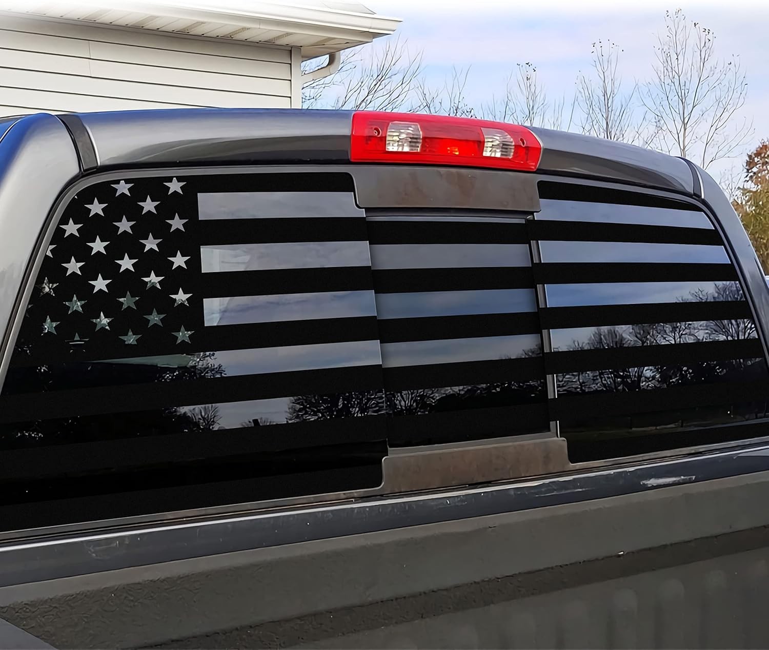 Black American Flag Rear Window Decal for Truck, Rear Window Decal 66″x20″